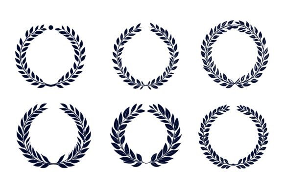 Black Circular Foliate Laurels for Designers