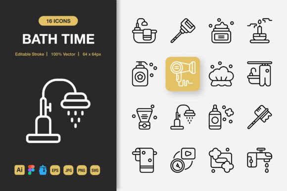 Evaluating Bath Time Outline Icons for Professional Design Workflows