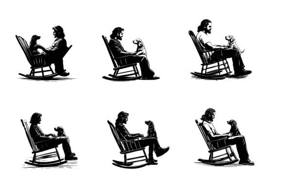 Old Man Sitting in Rocking Chair Illustrations