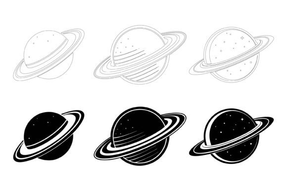 Saturn Planet Icon Set: Versatile AI EPS Illustrations