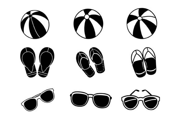 Slippers, Sunglass, and Football Icon Set: Where Comfort, Style, and Sport Meet Great Design
