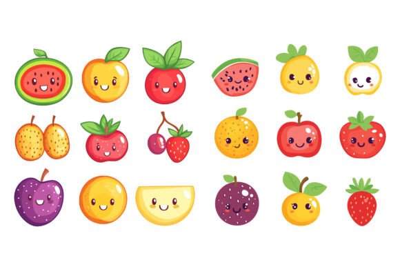 The Appeal and Practicality of Different Fruit with Cute Faces Illustrations