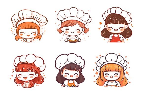 Woman Chef Illustration Set: A Professional's Toolkit